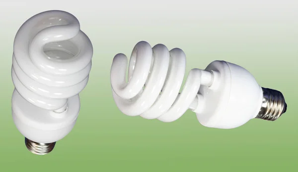 Dvě světelné trubice lampa na zelené — Stock fotografie