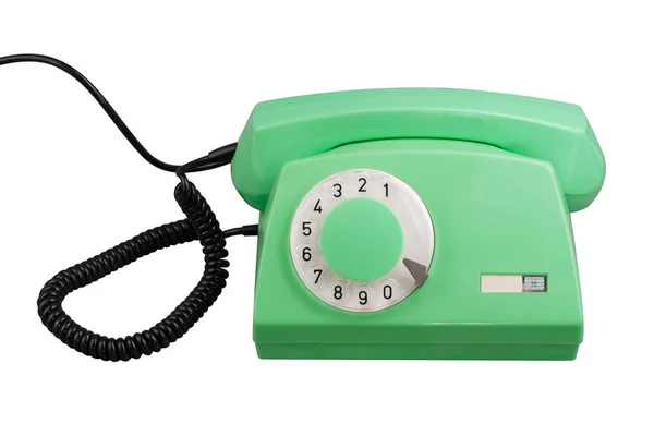 Oude Groene Rotary Telefoon geïsoleerd — Stockfoto