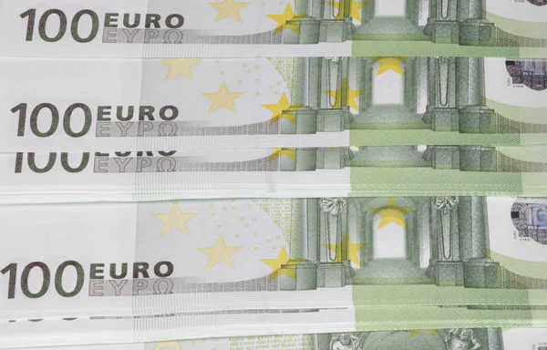 Europe eurosedel med hundratals sedlar — Stockfoto