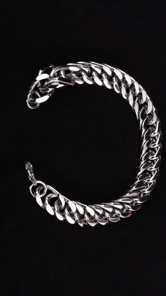 Men's  Stainless Silver Bracelet — Stock Photo, Image