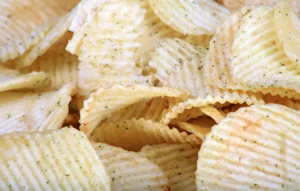 Many of potato chips horizontal  texture — Stock Photo, Image