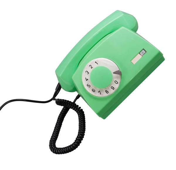 Velho Verde Rotary Telefone isolado — Fotografia de Stock