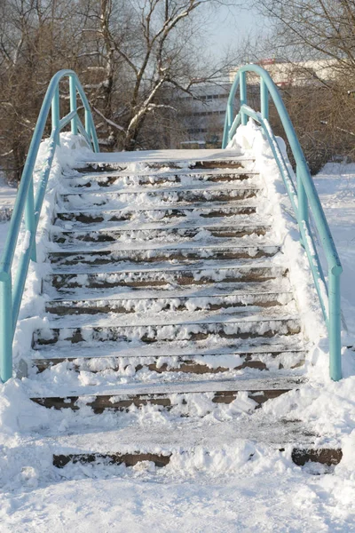 Most nad stawem w zimie — Zdjęcie stockowe