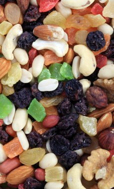 Kuru, güneşli yaz gününde kurutulmuş meyve seti.