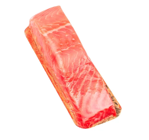 Шматок червоного рибного філе ізольовано на білому — стокове фото