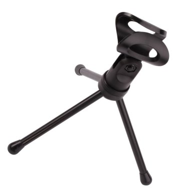 siyah mikrofon tripod üzerinde beyaz izole