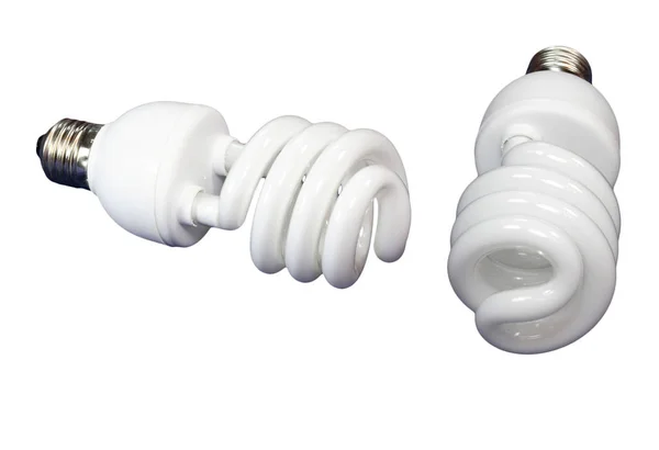 Dos lámpara de tubo luminoso sobre fondo blanco — Foto de Stock