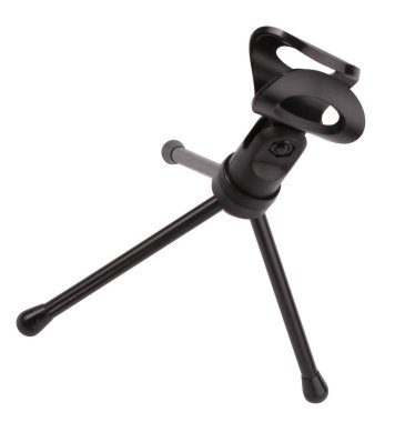 siyah mikrofon tripod üzerinde beyaz izole