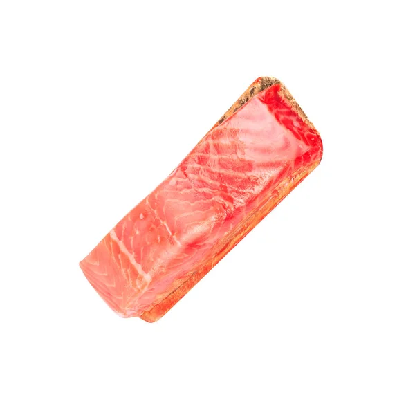 Bucată de file de pește roșu izolat pe alb — Fotografie, imagine de stoc