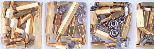 Brass Standoff Spacer Set maschile e femminile in contenitore di plastica — Foto Stock