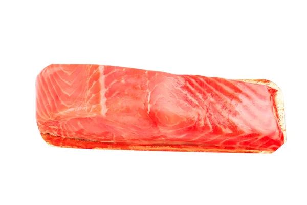 Τεμάχιο κόκκινου φιλέτου ψαριού που απομονώνεται σε λευκό — Φωτογραφία Αρχείου