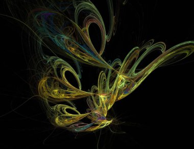 Siyah Renk Üzerine Bir Dijital Fraktal Resmi