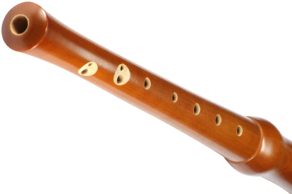 Wood recorder on white — Stock Photo, Image