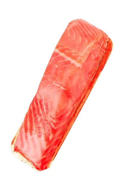 Stück rotes Fischfilet isoliert auf weißem — Stockfoto