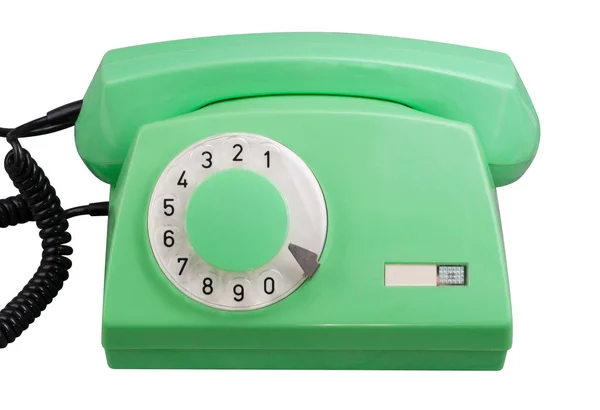 Velho Verde Rotary Telefone isolado — Fotografia de Stock