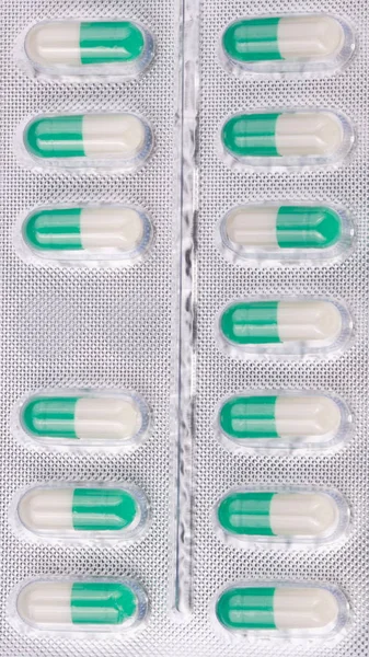 Many Tablets in Blister Isolated — Stock Photo, Image