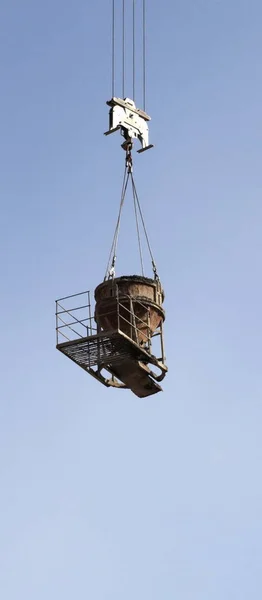 Crane equipment tank for cement lifting — Stock Photo, Image