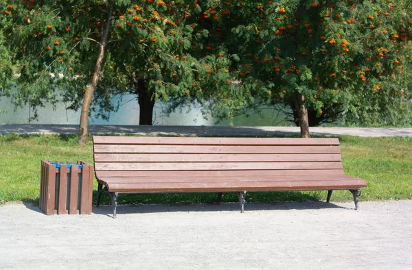 Скамейка в сухой солнечный день — стоковое фото