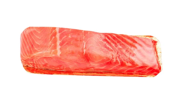 Bir parça kırmızı balık filetosu beyaza izole edilmiş. — Stok fotoğraf