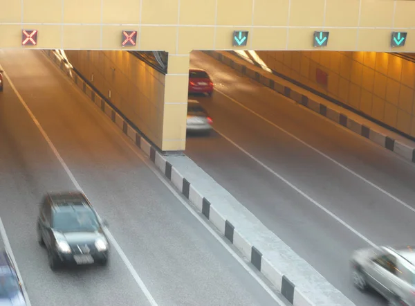 Road tunnel under bridge — Stock Photo, Image