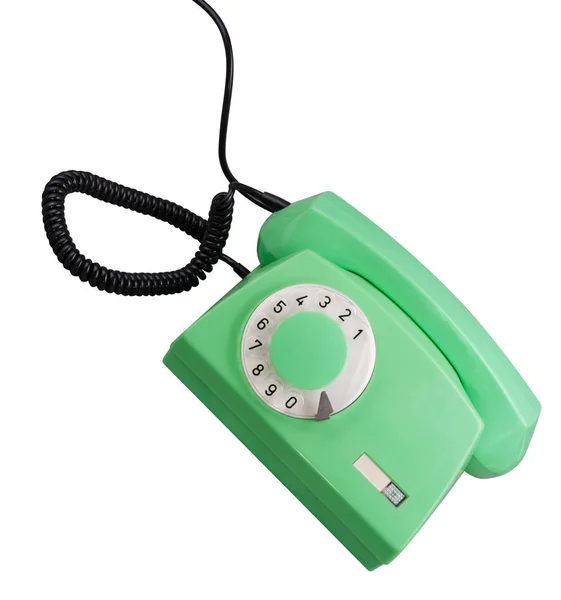 Velho Verde Rotary Telefone isolado — Fotografia de Stock