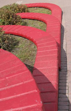 Kuru gün kırmızı flowerbed