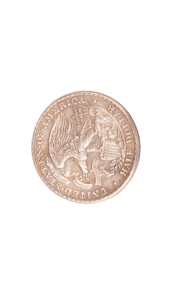 白人の背景に隔離された半ドル硬貨 — ストック写真