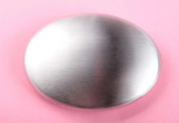 Stainless Steel Soap on pink background — Stock Photo, Image