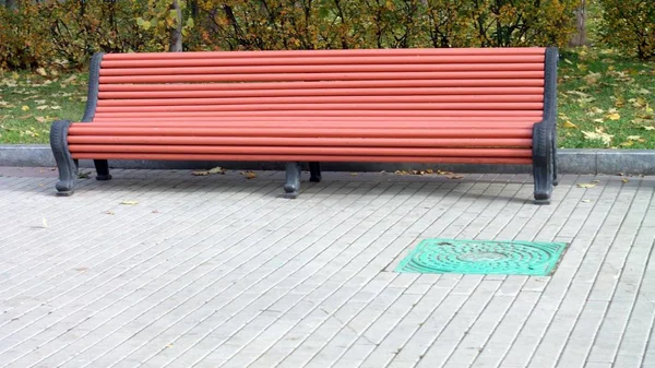 Скамейка в парке в сухой день — стоковое фото