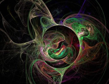 Siyah Renk Üzerine Bir Dijital Fraktal Resmi