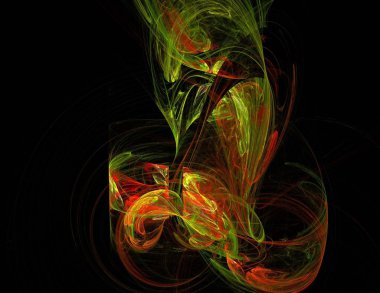 Siyah Renk Üzerine Bir Dijital Fraktal Resmi