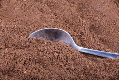 öğütülmüş kahve ve çay kaşığı