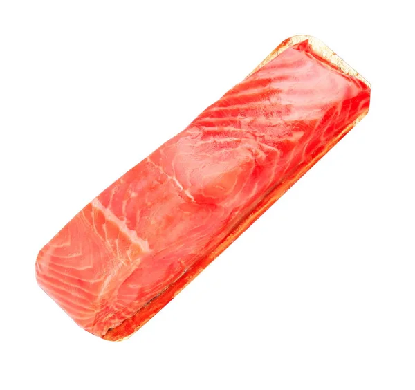 Kawałek filetu czerwonej ryby wyizolowany na białym — Zdjęcie stockowe