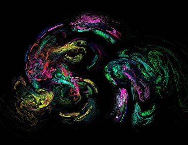 Siyah Renk Üzerine Bir Dijital Fraktal Resmi