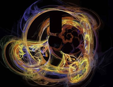 Siyah Renk Üzerine Bir Dijital Fraktal Resmi