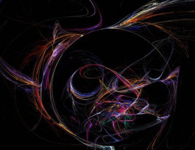 Siyah Renk Üzerine Bir Dijital Fraktal Resmi