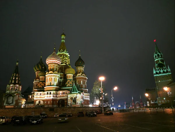 Moskou Rusland Rode Plein 's nachts — Stockfoto