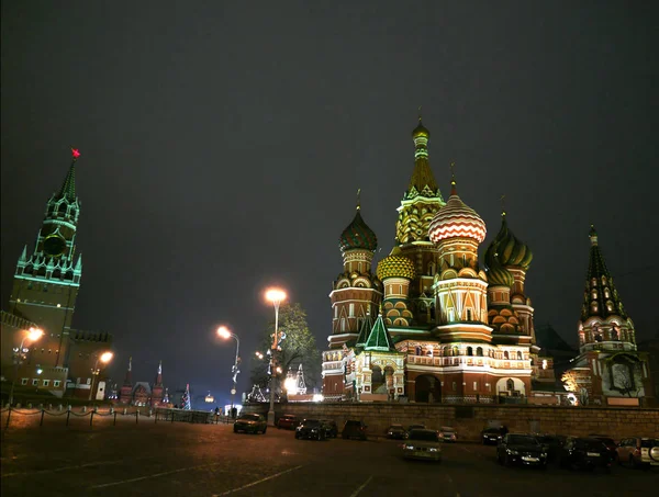 Moskou Rusland Rode Plein 's nachts — Stockfoto