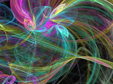 Siyah Renk Üzerine Bir Dijital Fraktal Resmi