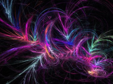 Siyah Renk Üzerine Bir Dijital Fraktal Resmi