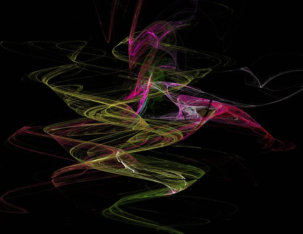 Image One Digital Fractal Black Color — Stock Photo, Image