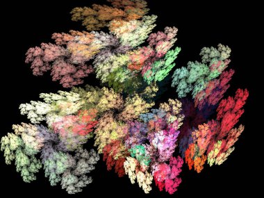 Siyah Renk Üzerine Bir Dijital Fraktal Resmi