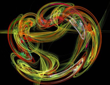 Siyah Renk Üzerine Bir Dijital Fraktal Resmi