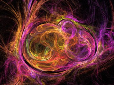 Siyah Renk Üzerine Bir Dijital Fraktal Resmi