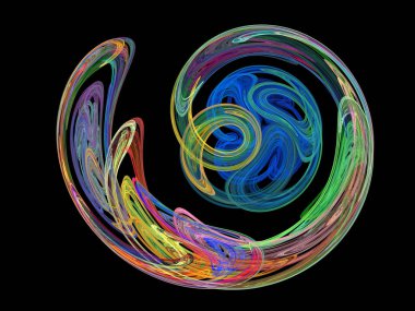 Siyah Renk Üzerine Bir Dijital Fraktal Resmi