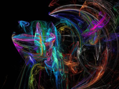 Siyah Renk Üzerine Bir Dijital Fraktal Resmi