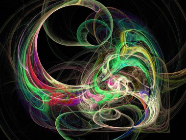 Siyah Renk Üzerine Bir Dijital Fraktal Resmi