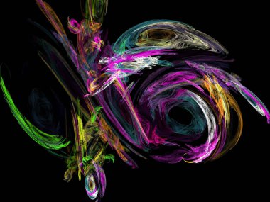 Siyah Renk Üzerine Bir Dijital Fraktal Resmi