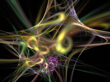 Siyah Renk Üzerine Bir Dijital Fraktal Resmi