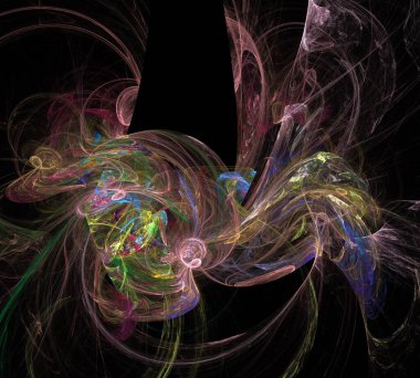 Siyah Renk Üzerine Bir Dijital Fraktal Resmi